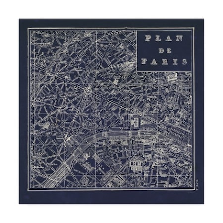 Sue Schlabach 'Blueprint Map Paris Square' Canvas Art,35x35